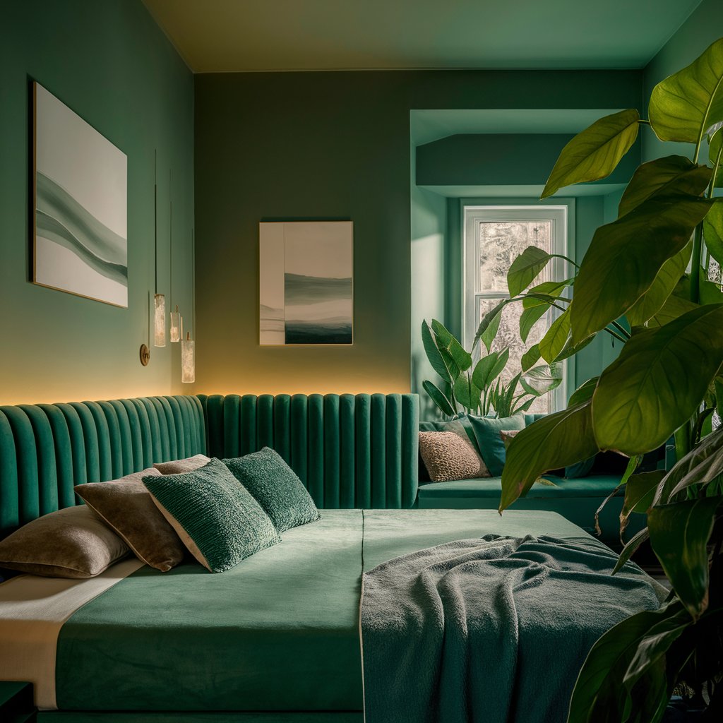 Bedroom modern ideas with green hue