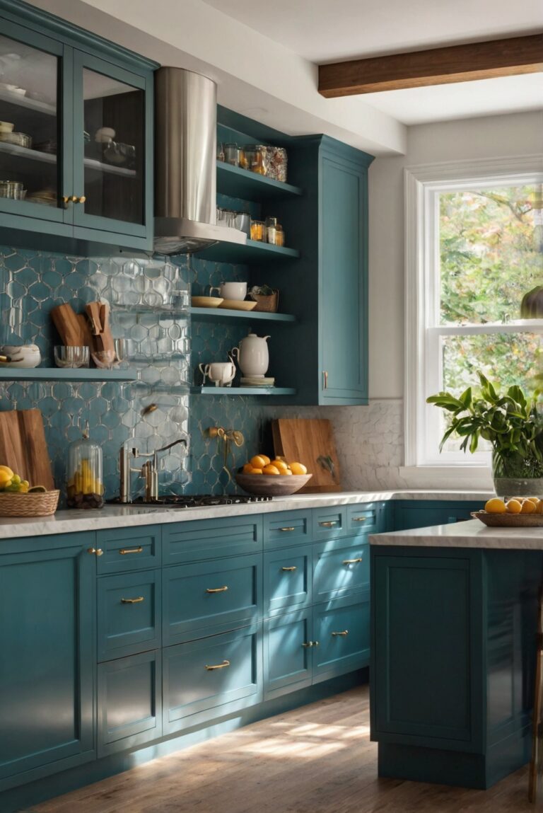 kitchen design,natural light,modern industrial,open shelving,metallic accents,concrete countertops,farmhouse sink