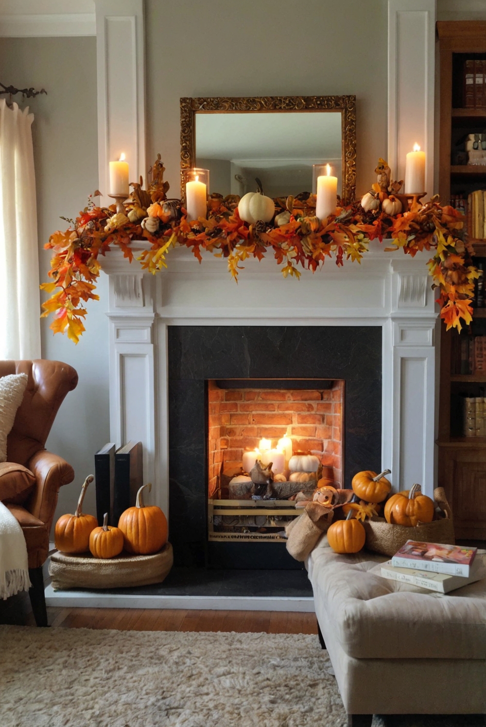 Fall mantel decor, Mantel decorating ideas, Seasonal fireplace decor, Autumn home decorations, Modern mantel designs