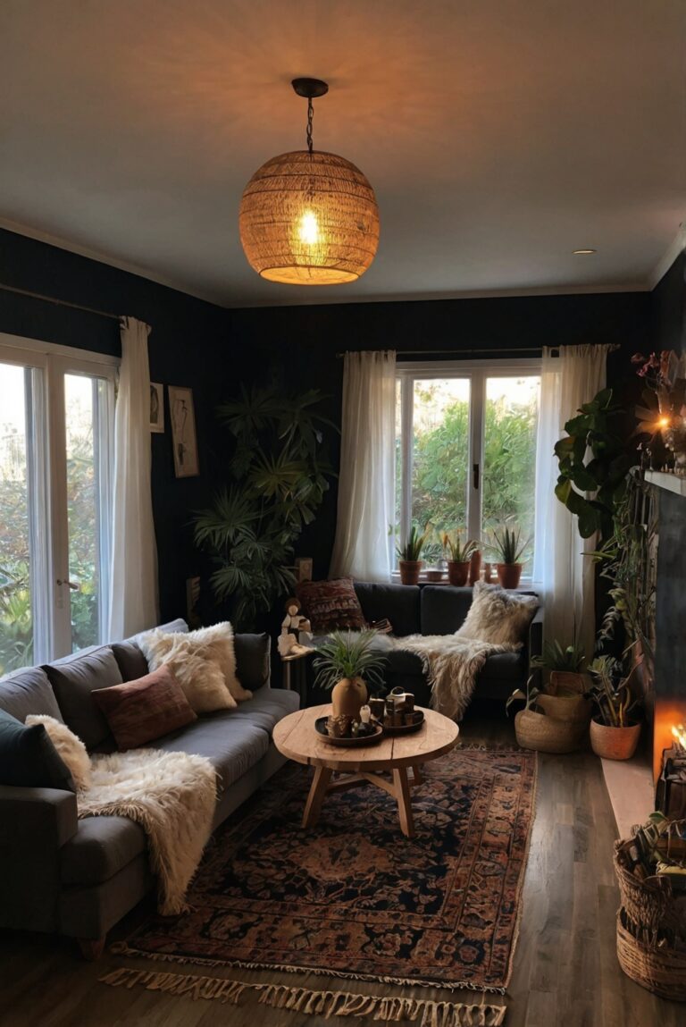 Dark Boho Living Room, Boho Interior Design, Boho Home Decor, Bohemian Living Room Ideas, Modern Boho Furniture