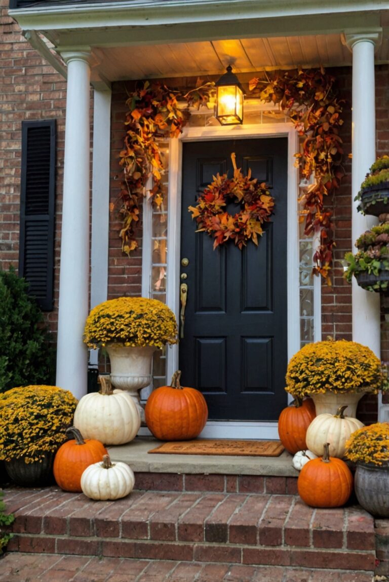 Fall porch decor, Front porch decorations, Outdoor fall decor, Autumn porch ideas, Seasonal porch decorating