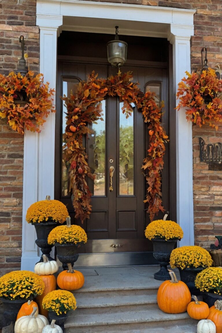 fall porch decor, autumn porch decoration, outdoor fall decor, front porch fall decorating, cozy fall porch styling