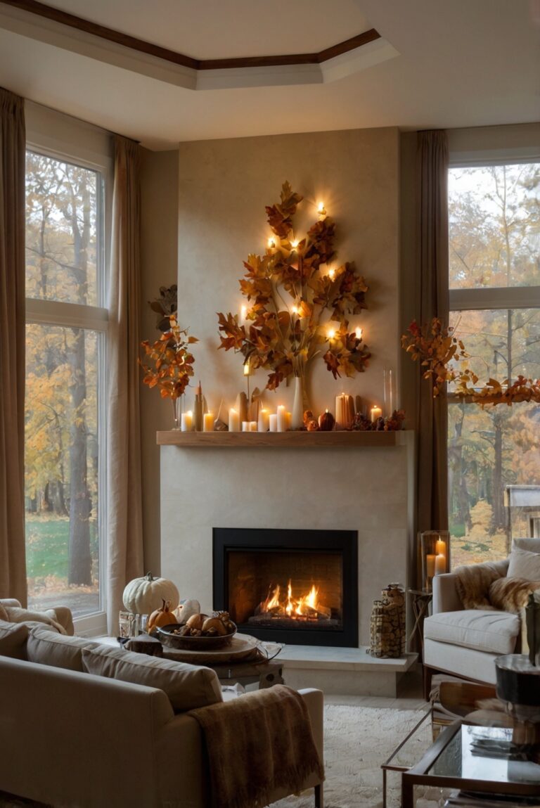 Fall home decor, Luxury home decor, Elegant living room design, Chic interior design, Cozy autumn decorations